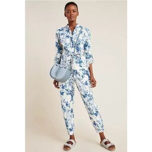 super rare anthropologie lucienne belted jumpsuit in blue floral $148 US 0 xs/s